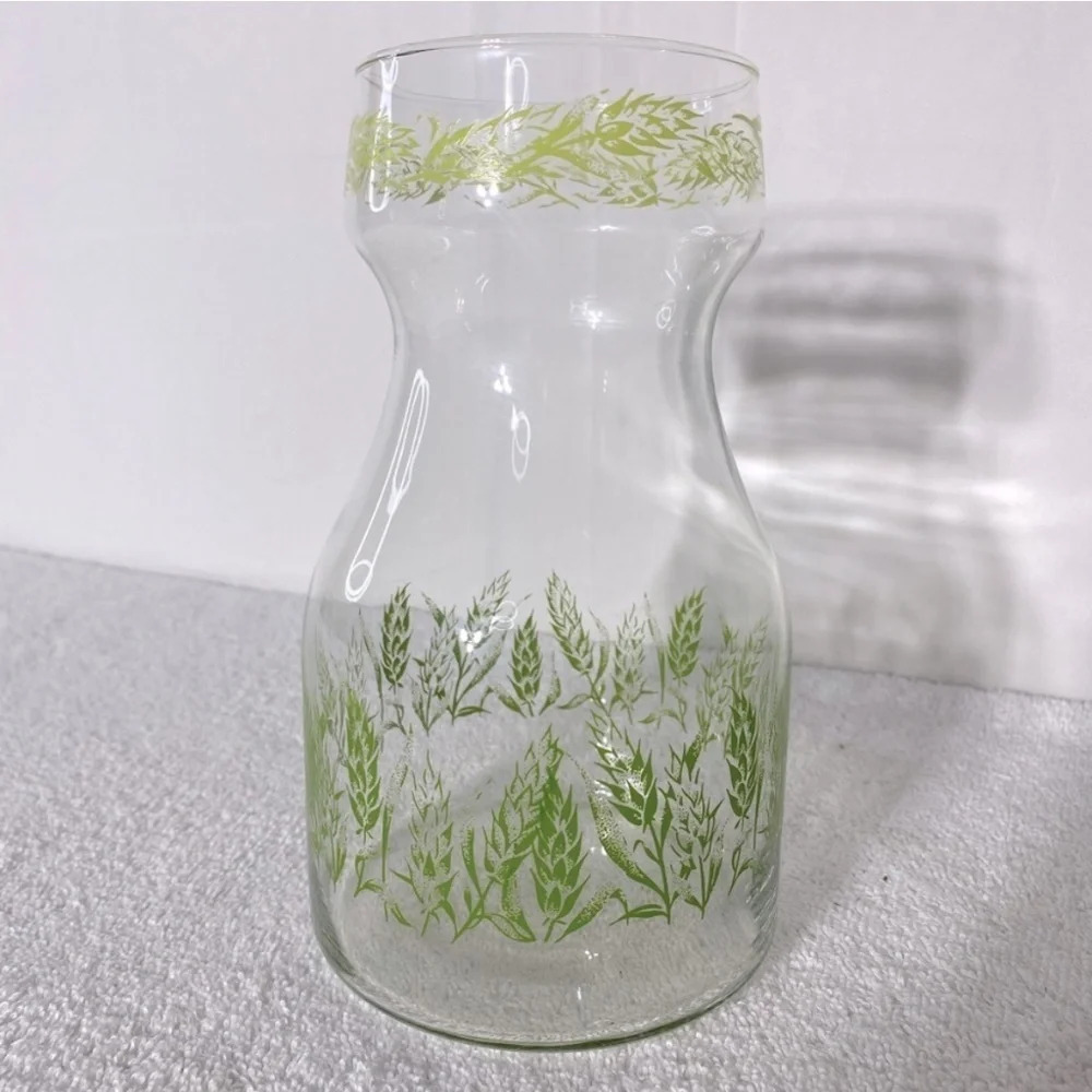 Vintage Libbey Spring Floral Glass Juice Carafe Decanter Vase